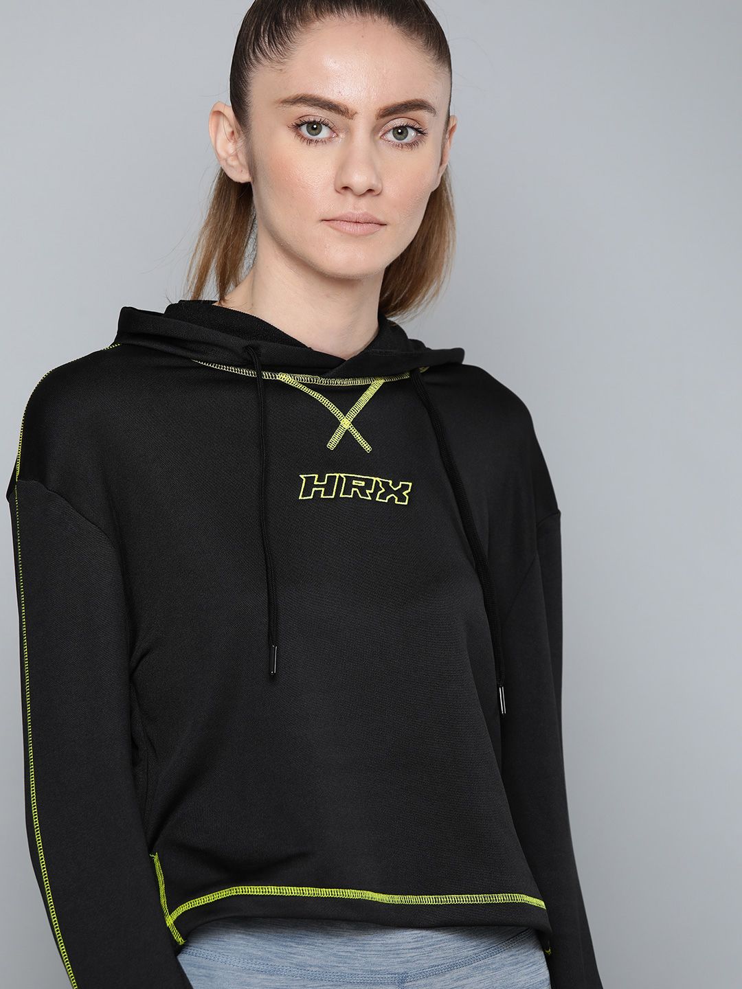 HRX By Hrithik Roshan Lifestyle Women Jet Black Rapid-Dry Solid Sweatshirts Price in India