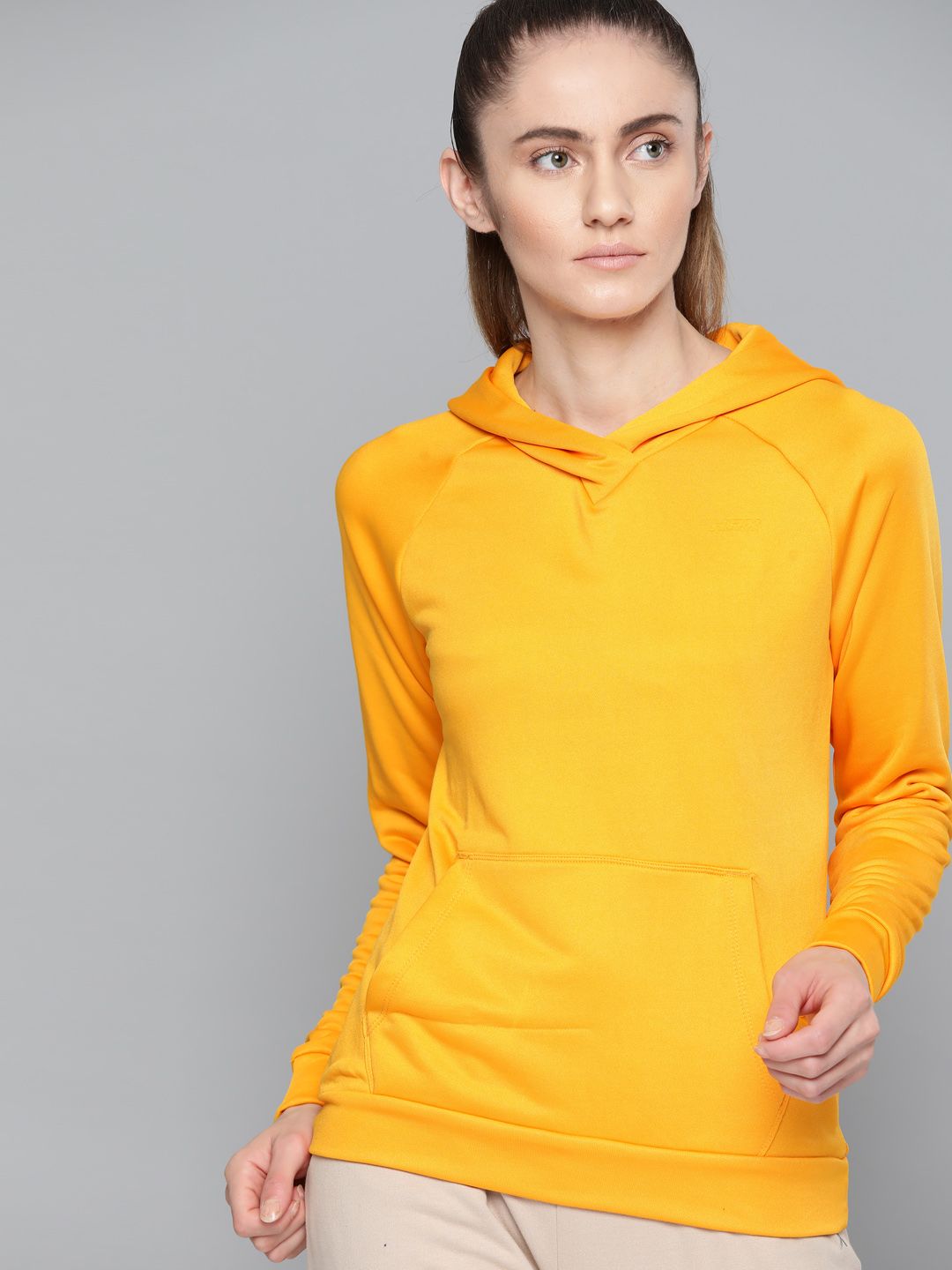 HRX By Hrithik Roshan Lifestyle Women Electric Kumquat Rapid-Dry Solid Sweatshirt Price in India