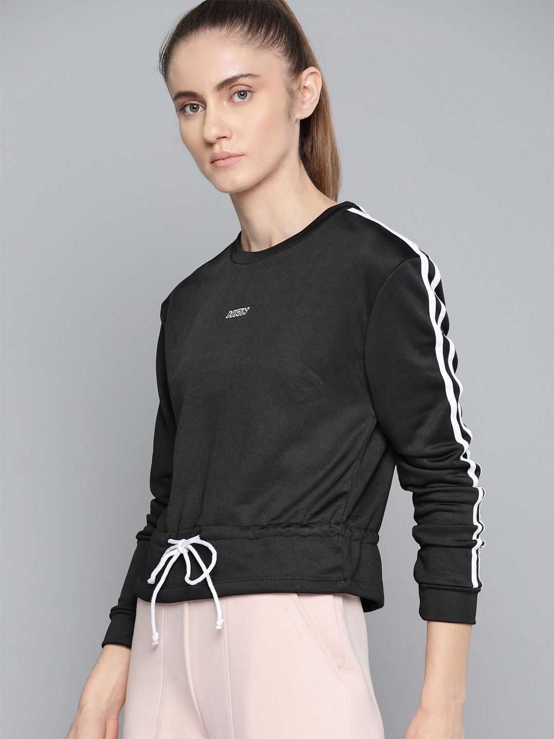 HRX By Hrithik Roshan Lifestyle Women Jet Black Rapid-Dry Solid Sweatshirts Price in India