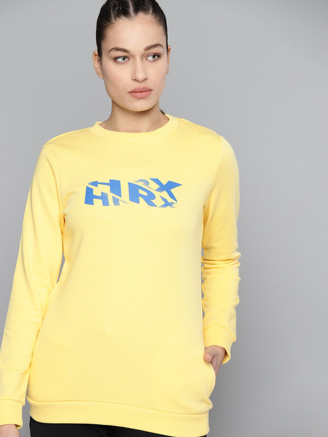 HRX By Hrithik Roshan Lifestyle Women Lemon Drop Rapid-Dry Brand Carrier Sweatshirt Price in India