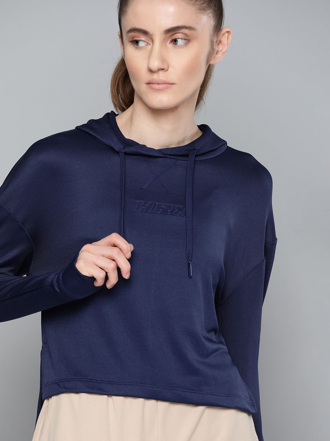 HRX By Hrithik Roshan Lifestyle Women Medieval Blue Rapid-Dry Solid Sweatshirt Price in India