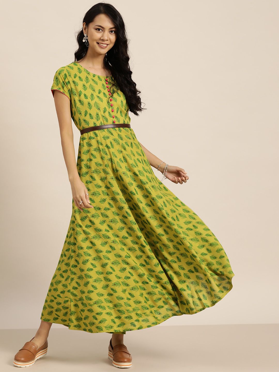 Sangria Green Printed Maxi Dress Price in India