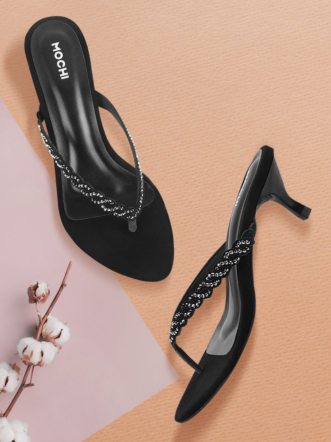 Mochi Womens  Black Heels Price in India