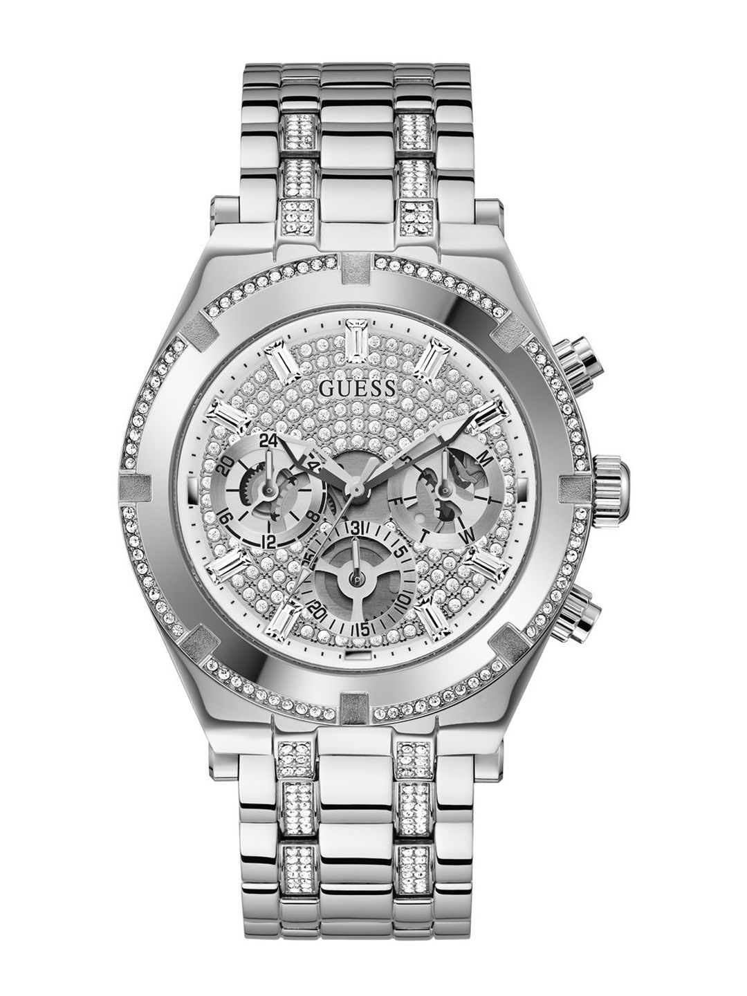 GUESS GUESS Men Silver-Toned Dial Bracelet Style Straps Multi-Function Watch GW0261G1