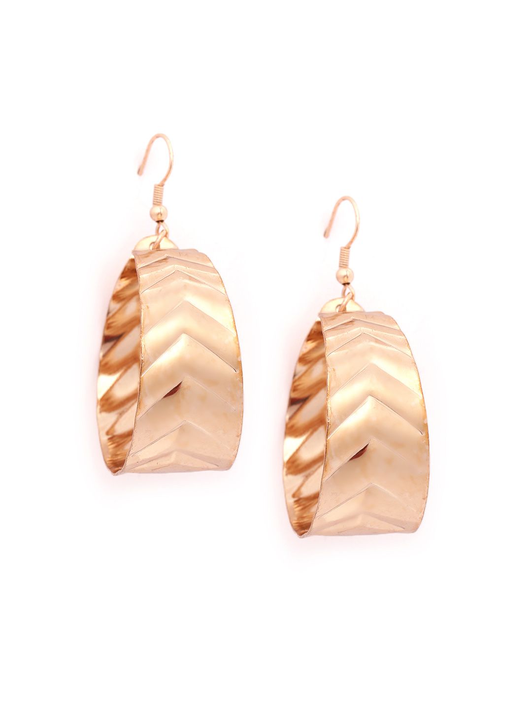 DressBerry Rose Gold-toned Textured Circular Drop Earrings Price in India
