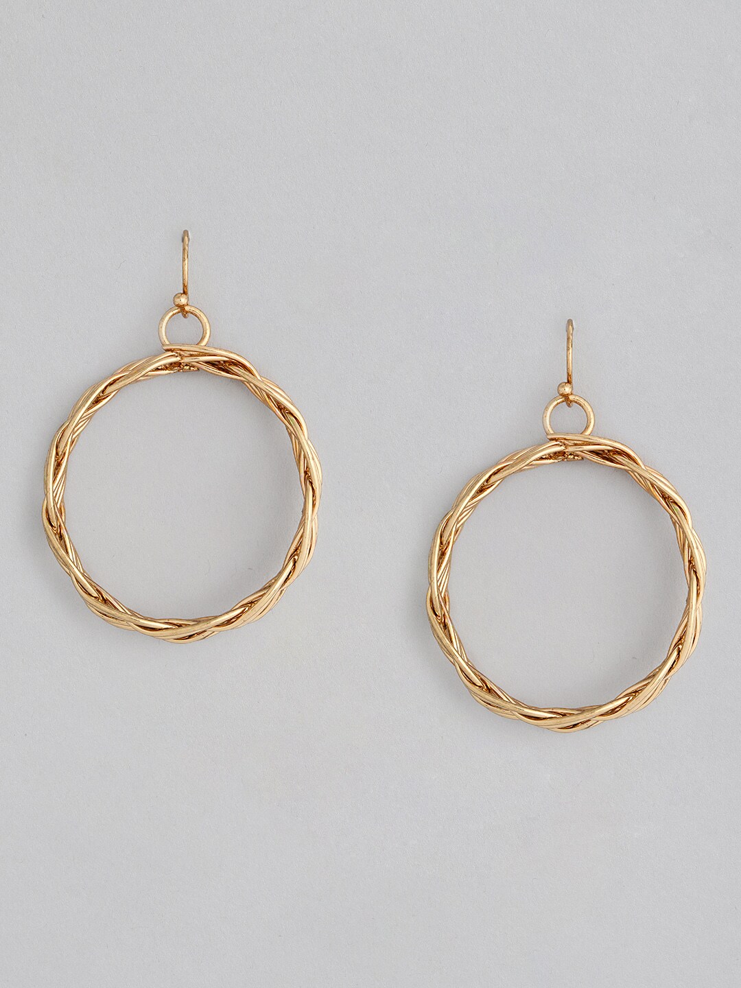 DressBerry Gold-Toned Twined Circular Drop Earrings Price in India
