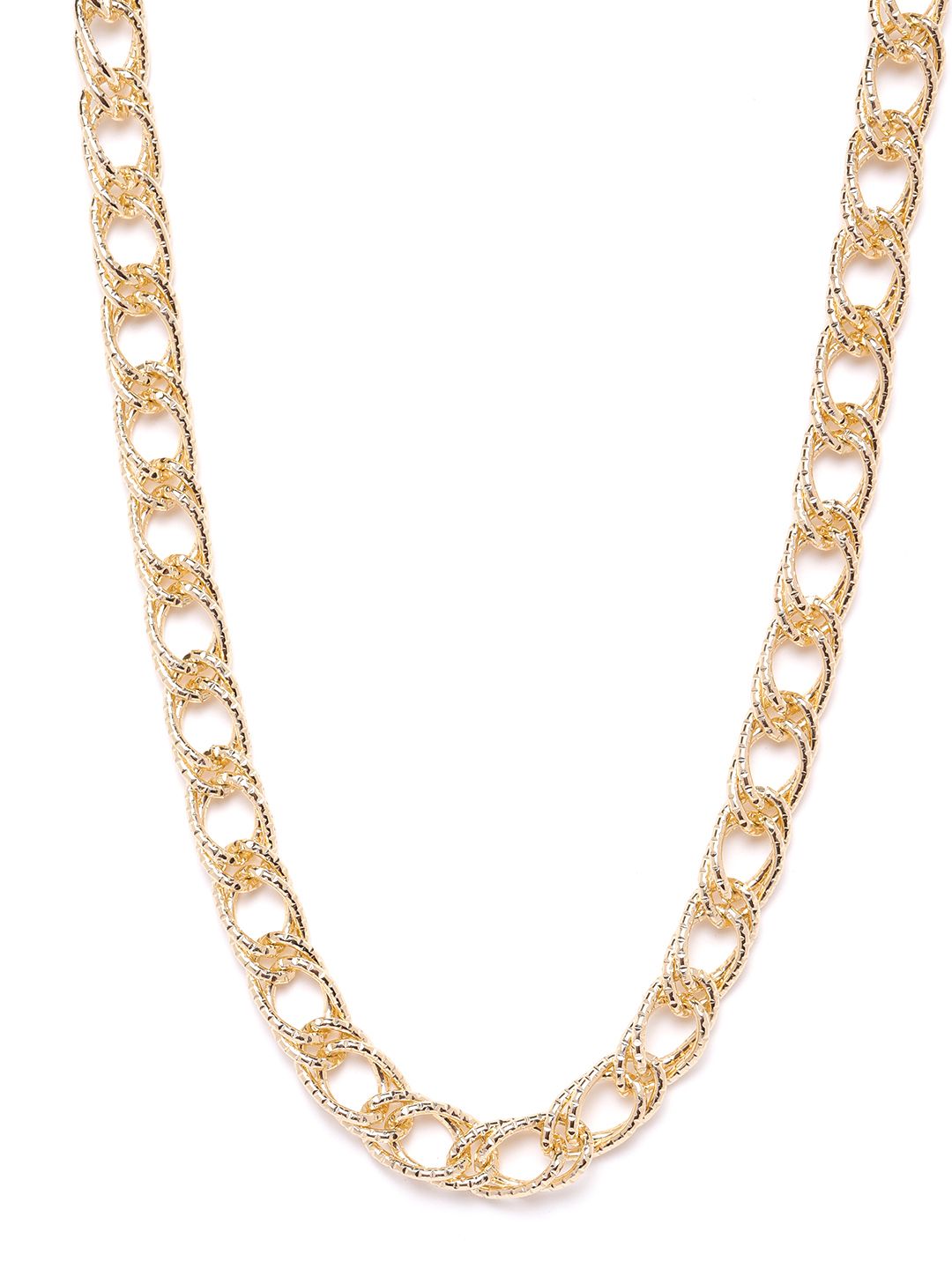 DressBerry Gold-Toned Textured Link Necklace Price in India