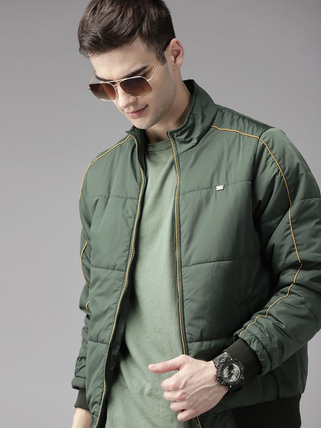 Roadster Men Green Varsity Jacket