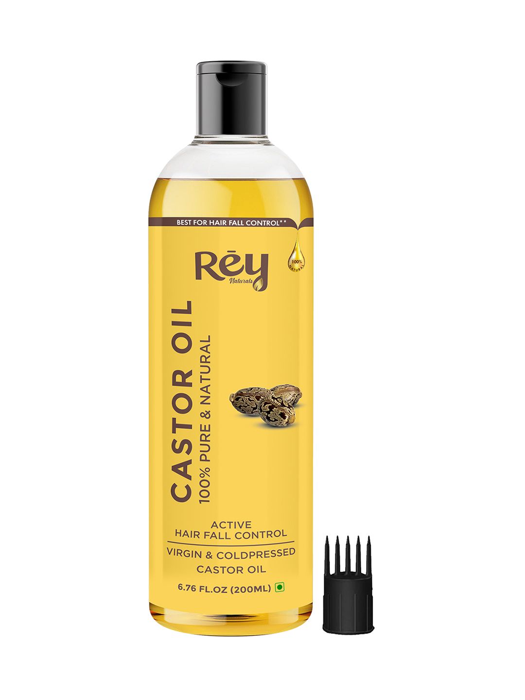 Rey Naturals Premium Cold Pressed Castor Oil - Pure & Virgin Grade Hair Oil - 200 ML Price in India