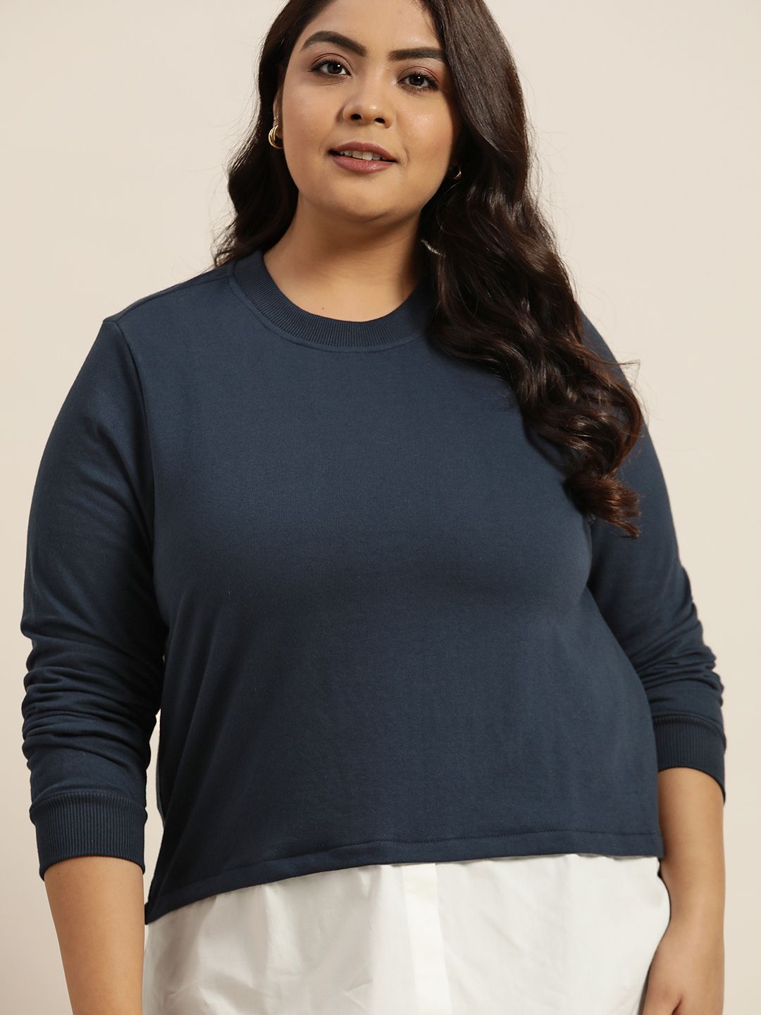 Sztori Plus Size Women Navy Blue Sweatshirt Price in India