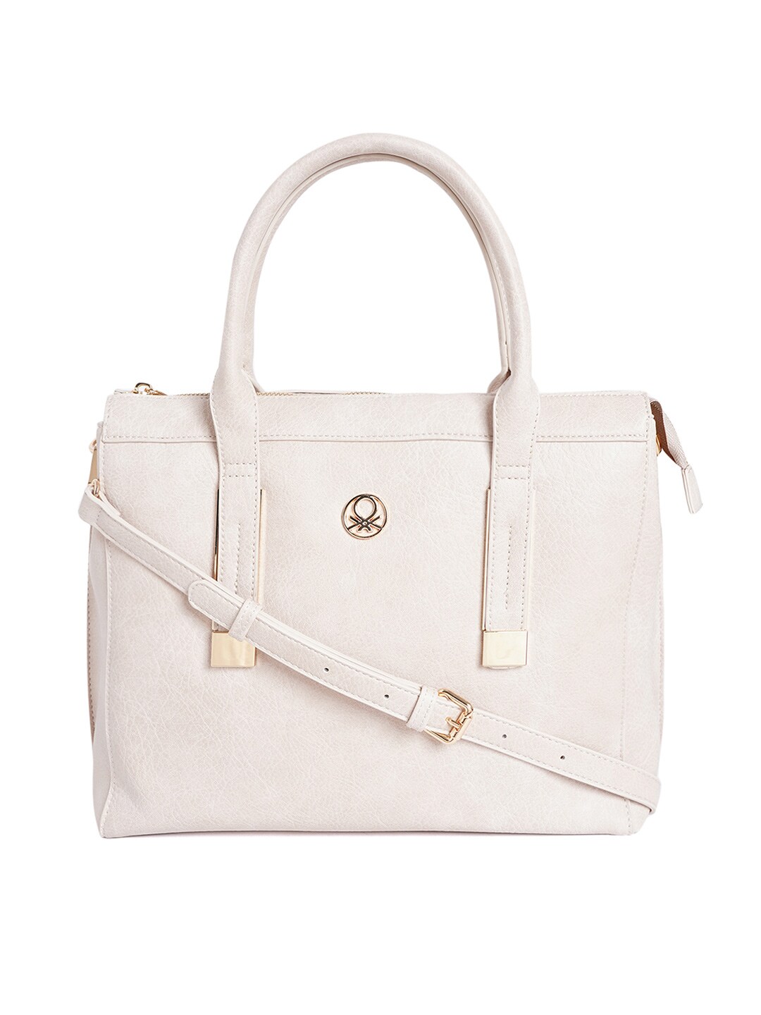 United Colors of Benetton Beige Structured Handheld Bag Price in India