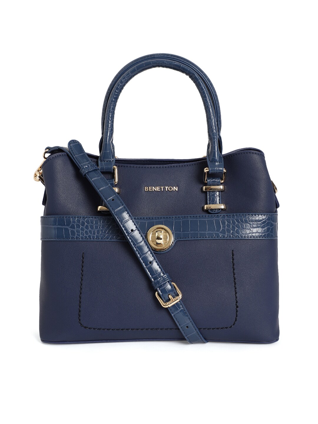 United Colors of Benetton Navy Blue Handheld Bag Price in India