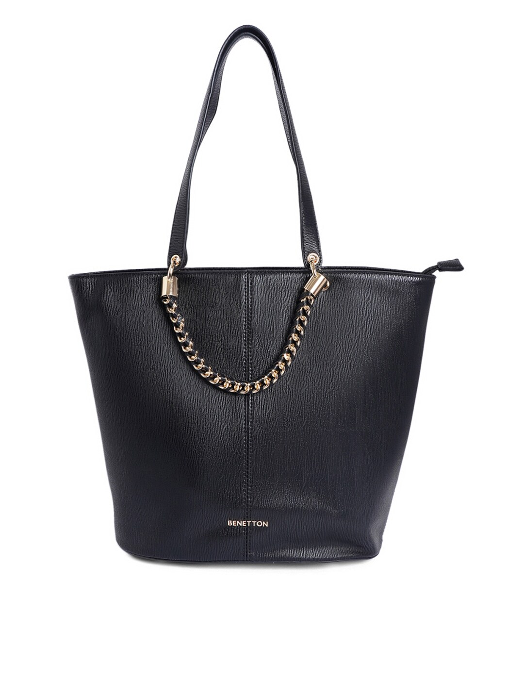 United Colors of Benetton Black Structured Shoulder Bag Price in India