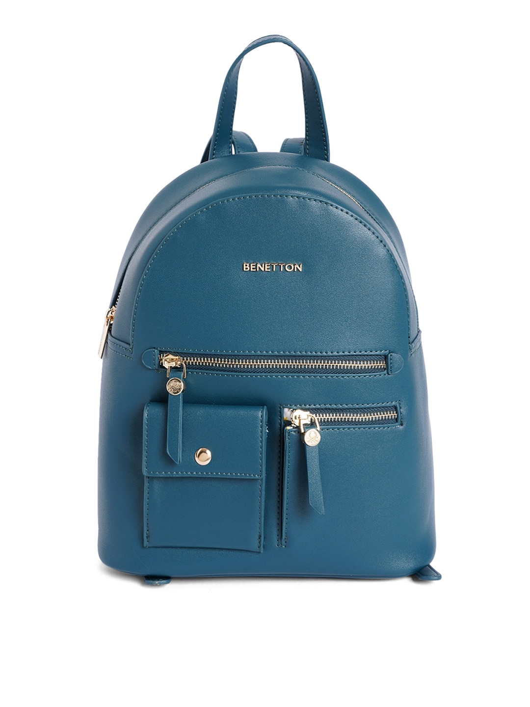 United Colors of Benetton Women Teal Blue Solid Backpack Price in India
