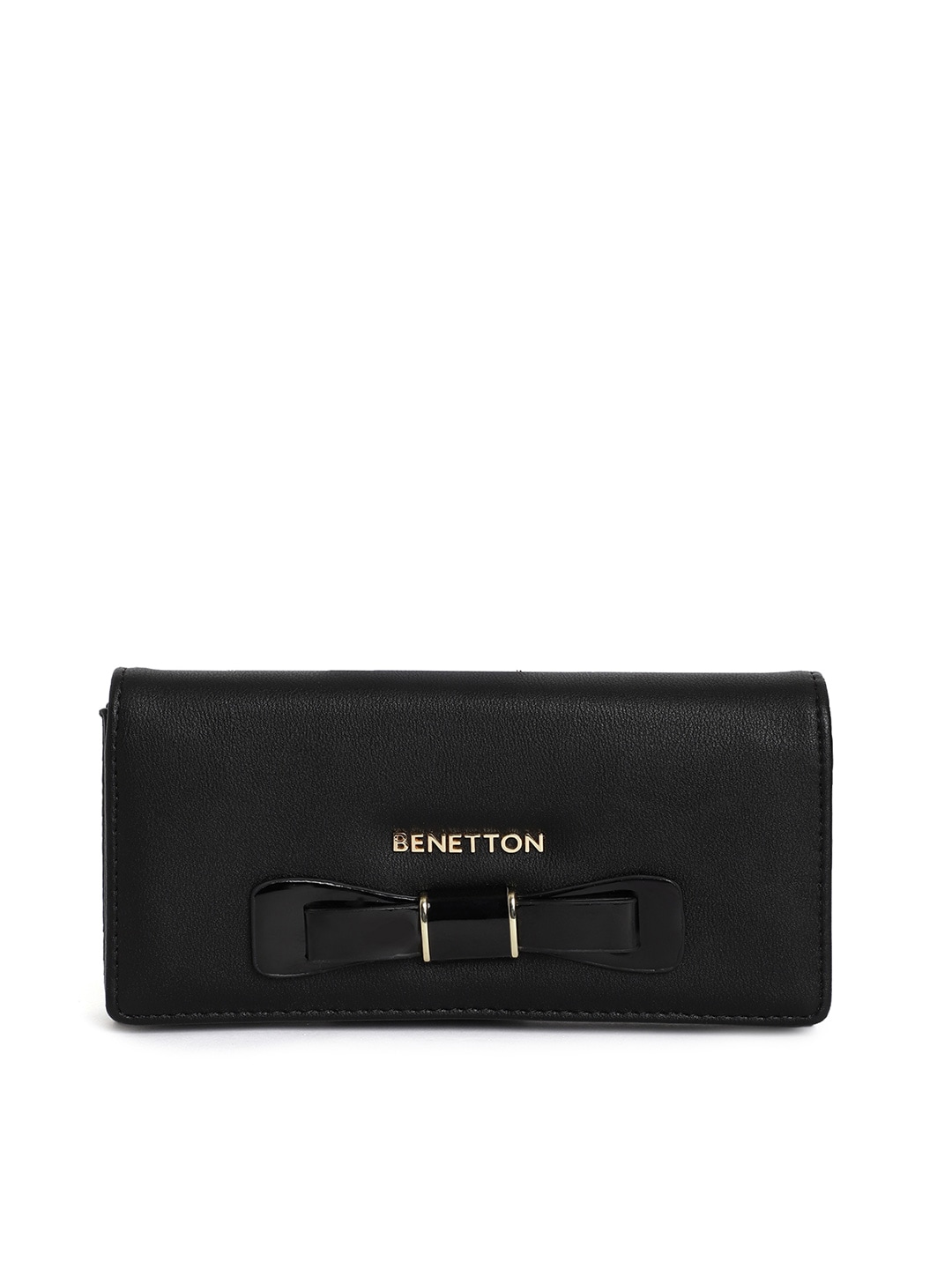 United Colors of Benetton Women Black Solid Two Fold Wallet Price in India