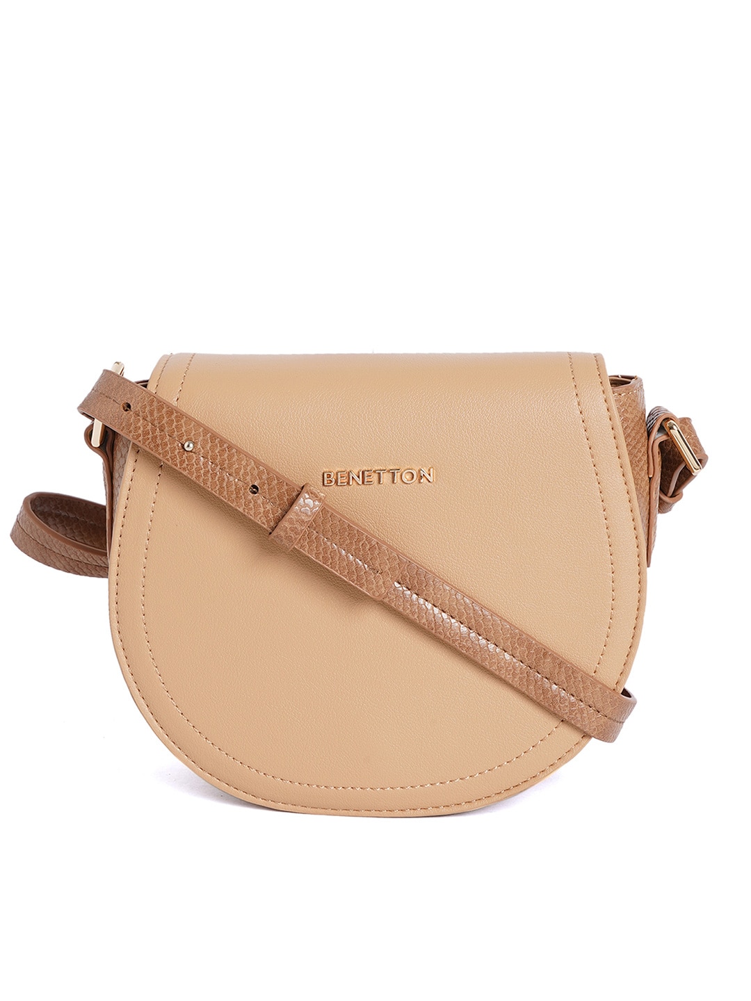 United Colors of Benetton Beige Structured Sling Bag Price in India