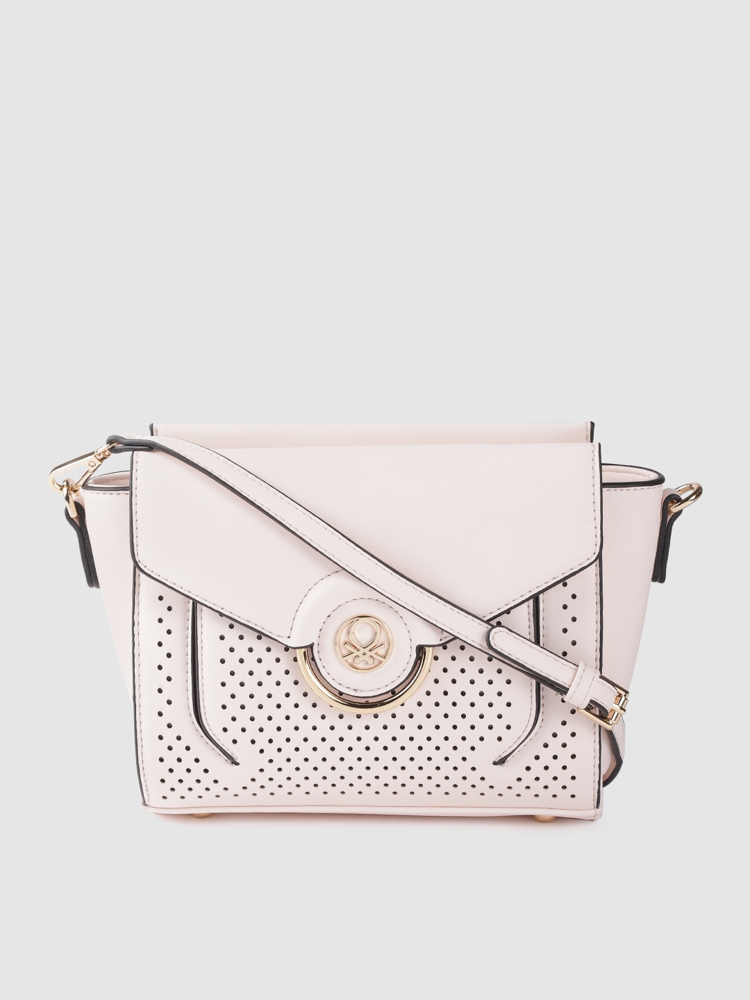 United Colors of Benetton Light Pink Laser Cut Swagger Sling Bag Price in India
