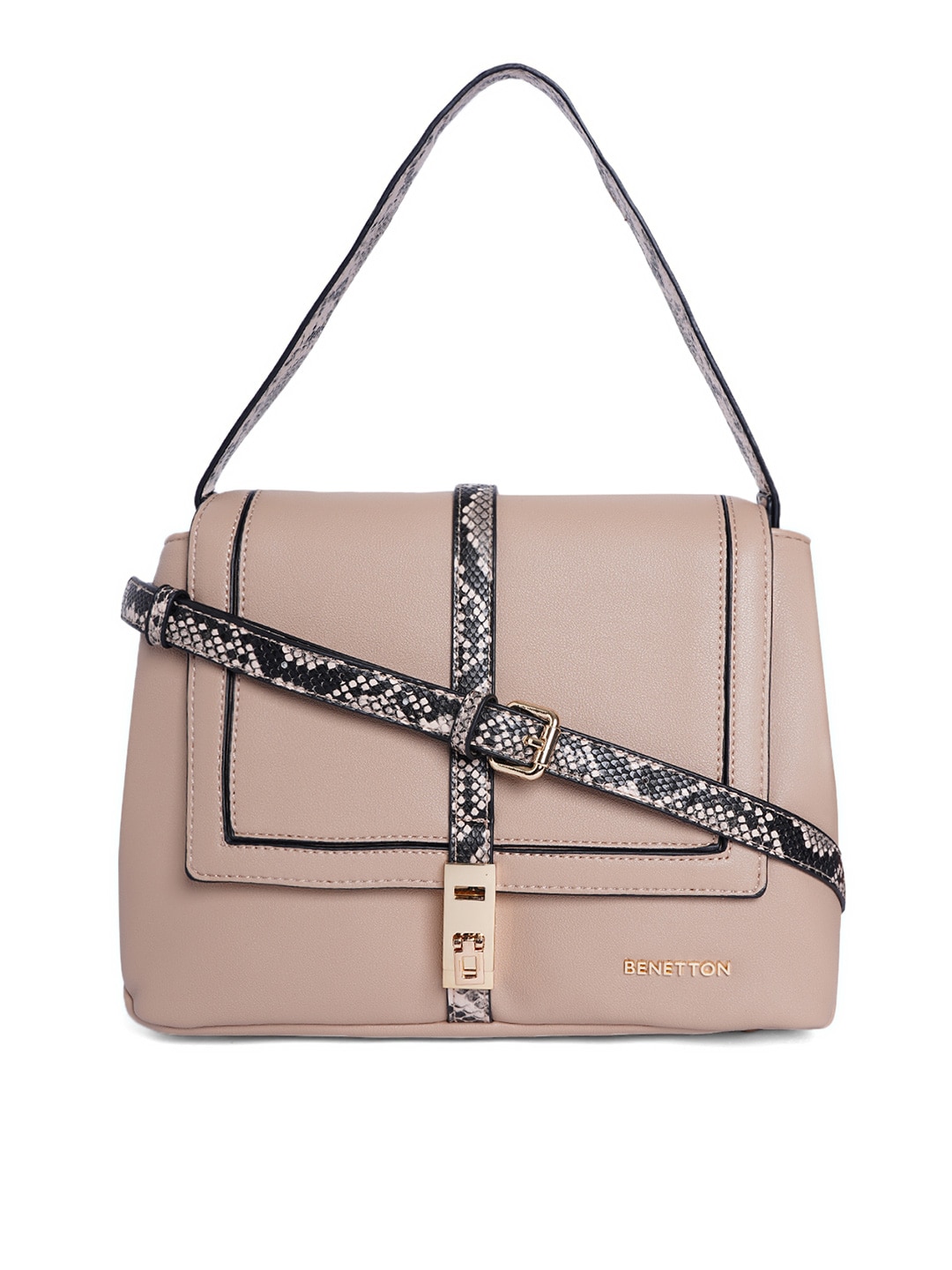 United Colors of Benetton Beige Structured Sling Bag Price in India