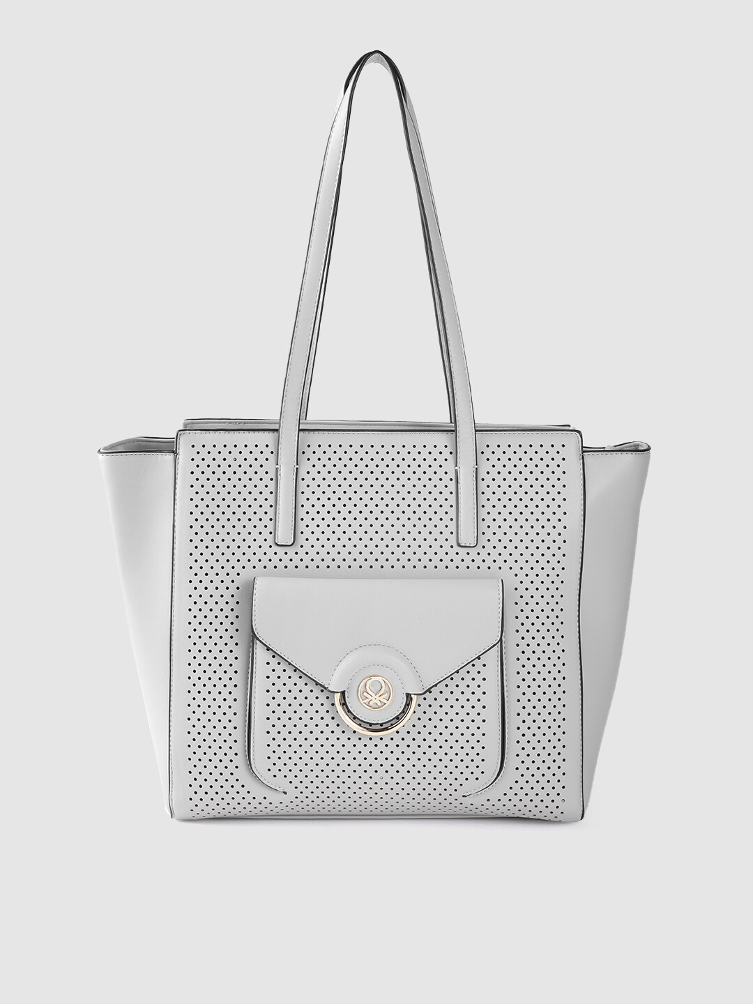 United Colors of Benetton Grey Laser Cut Swagger Shoulder Bag Price in India