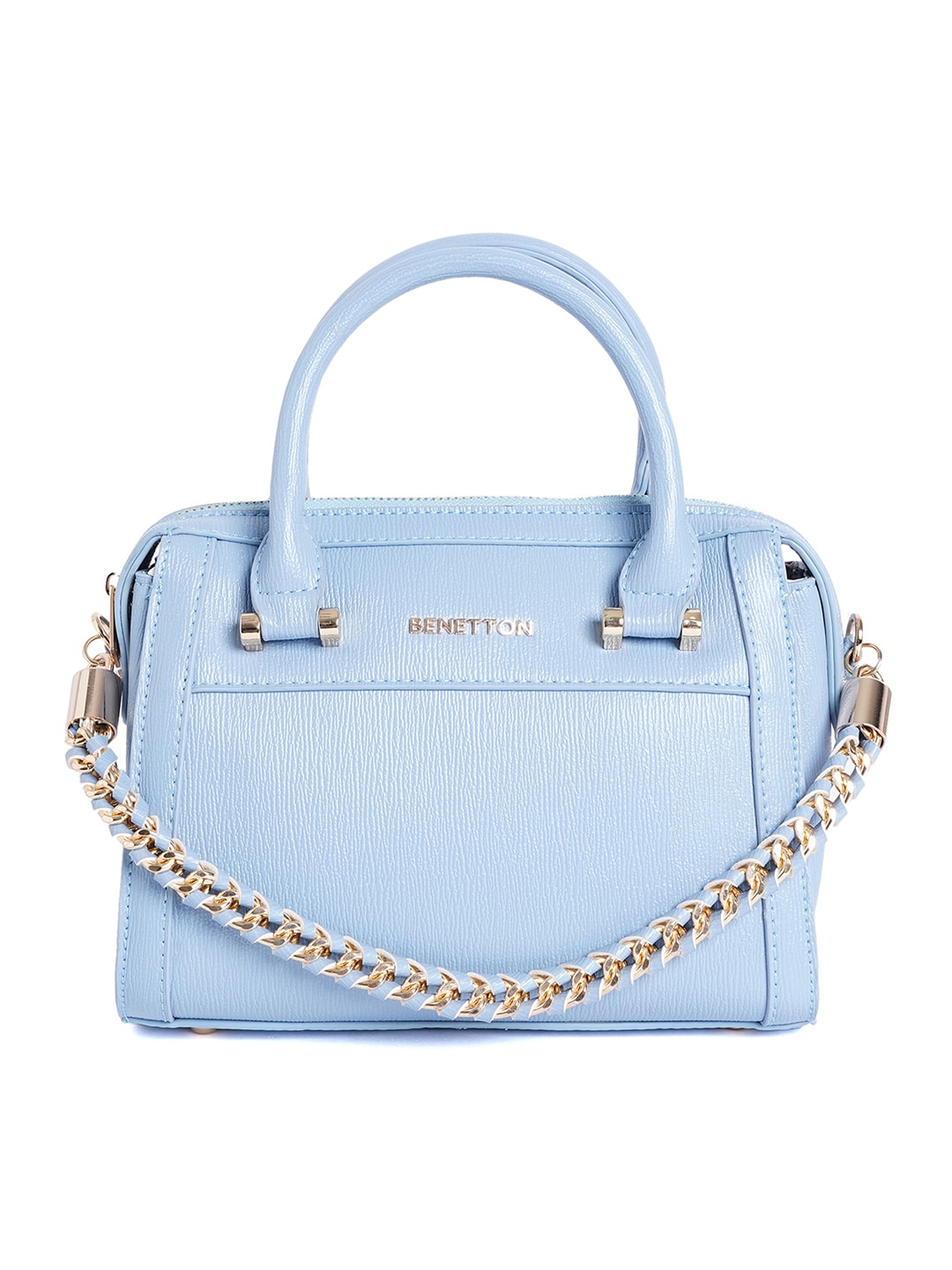 United Colors of Benetton Blue Structured Handheld Bag Price in India