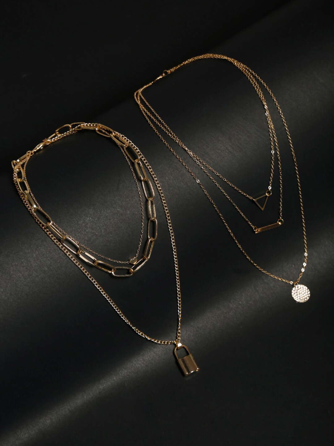 YouBella Set Of 2 Gold-Plated Gold-Plated Layered Chain Price in India