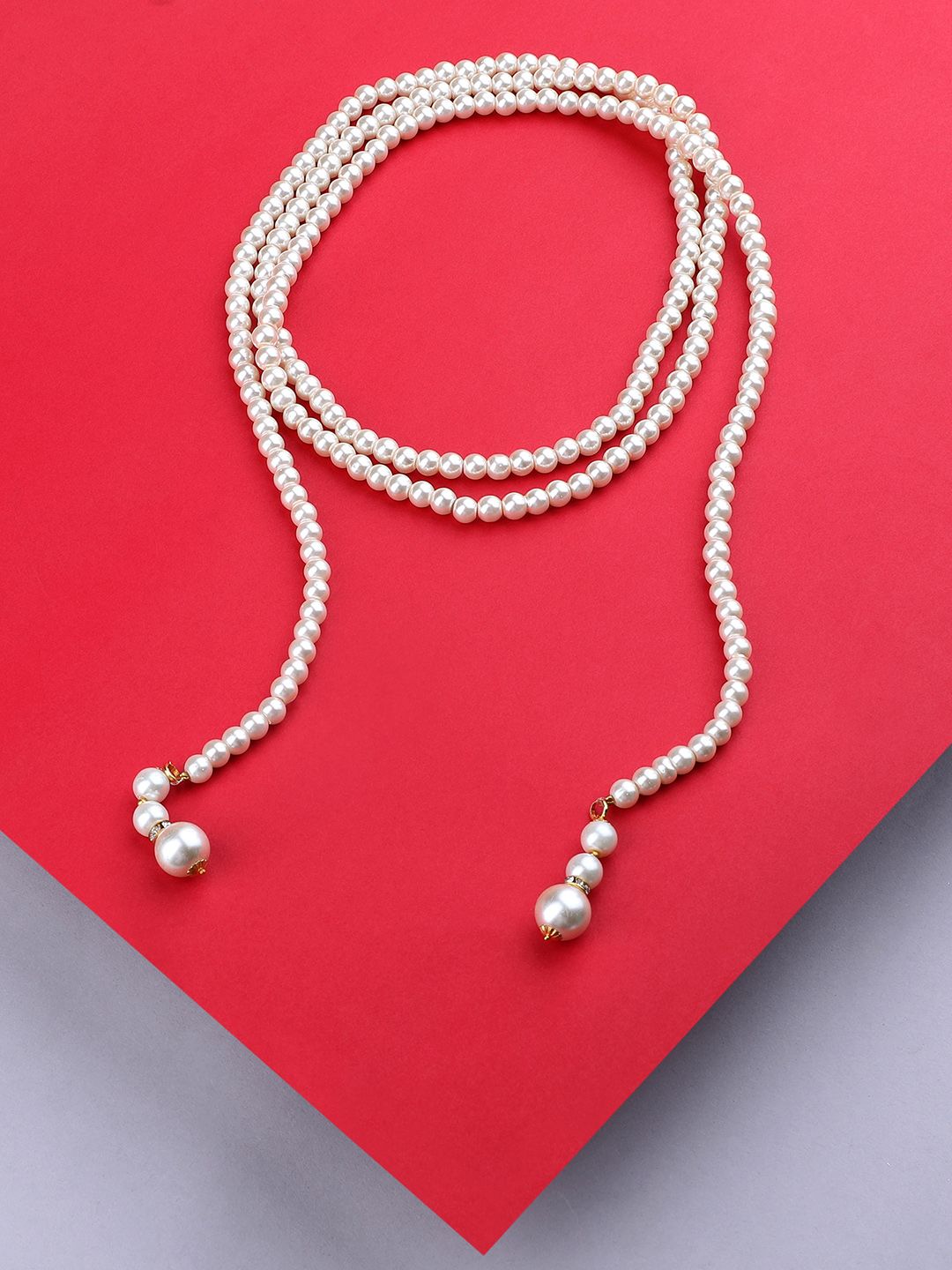 Zaveri Pearls White Gold-Plated Wrap Around Pearls Necklace Price in India