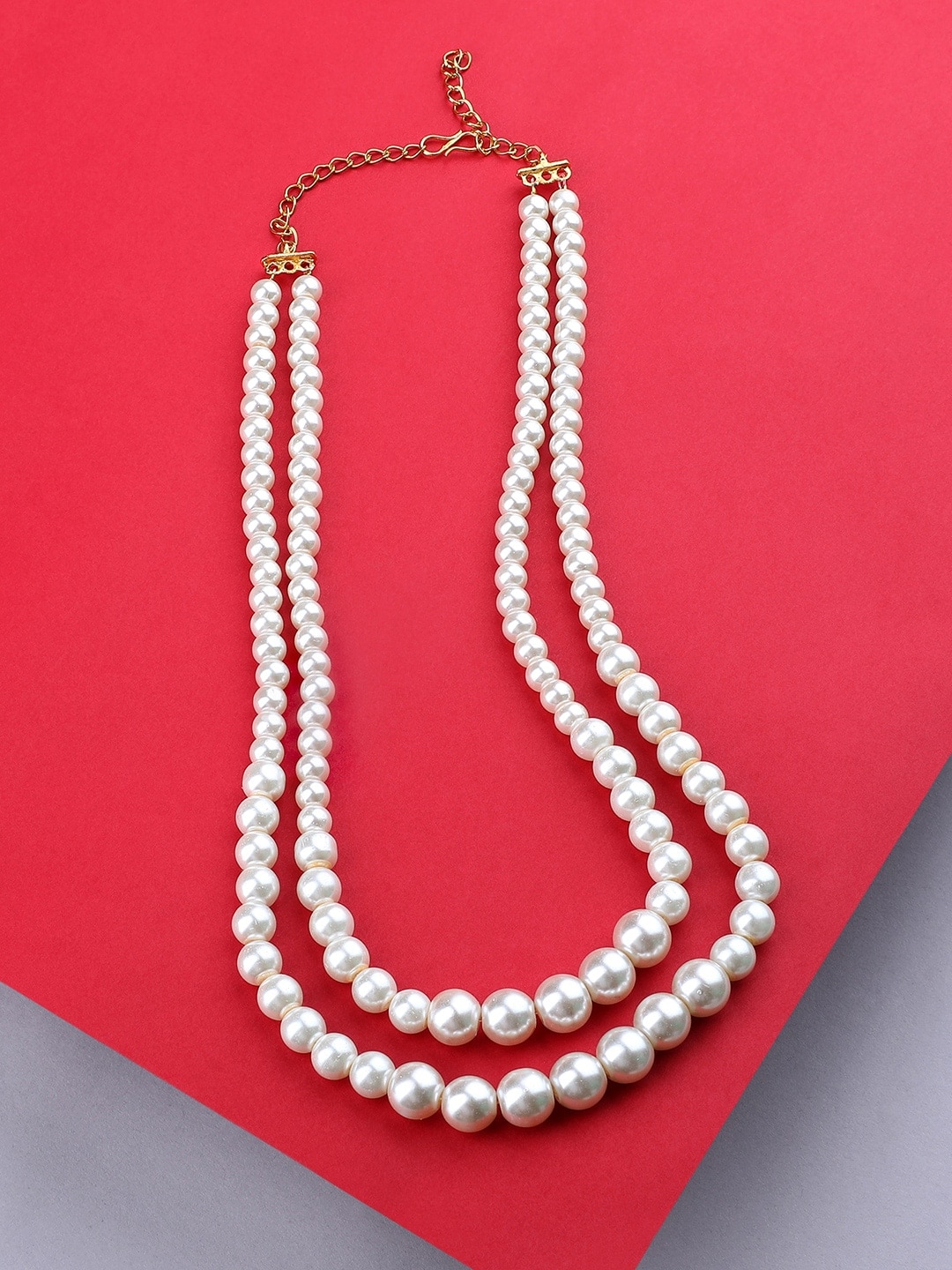 Zaveri Pearls White & Gold-Plated Layered Necklace Price in India