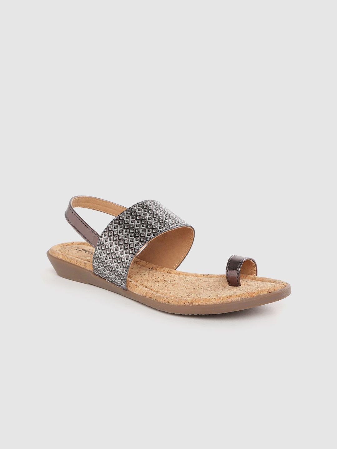 DressBerry Women Grey & White Geometric Print One Toe Flats