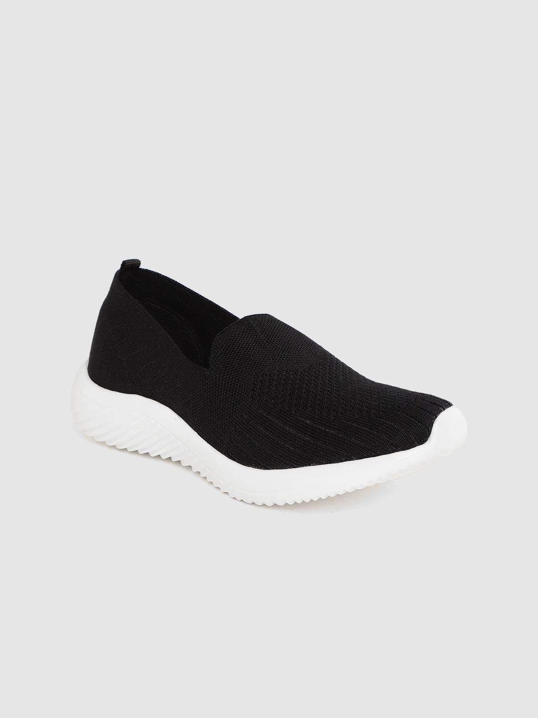 Allen Solly Women Black Woven Design Slip-On Sneakers Price in India