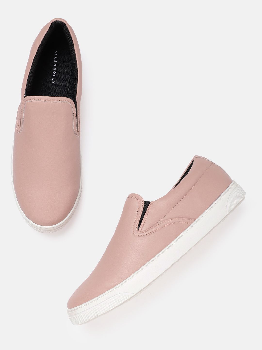 Allen Solly Women Peach-Coloured Solid Slip-On Sneakers Price in India
