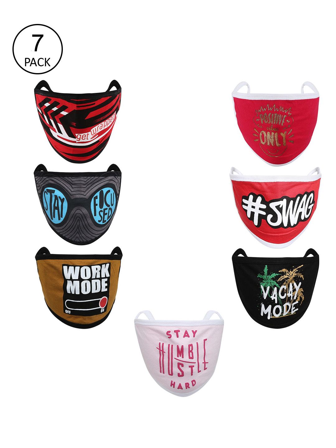 Get Wrapped Pack Of 7 Printed 2-Ply Cloth Masks Price in India