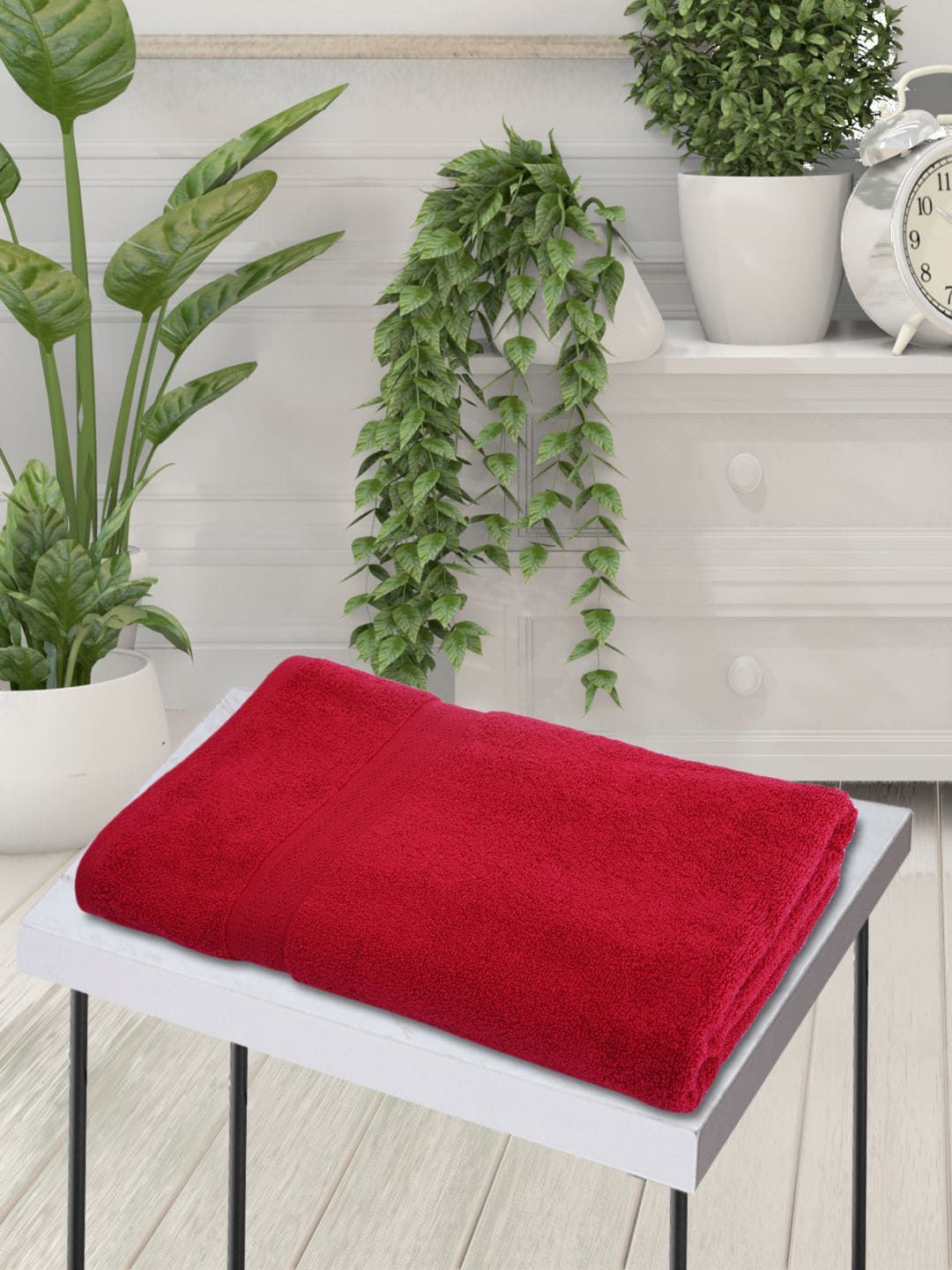 BIANCA Unisex Burgundy Solid 500 GSM Pure Cotton Super-Soft Terry Bath Towel Price in India