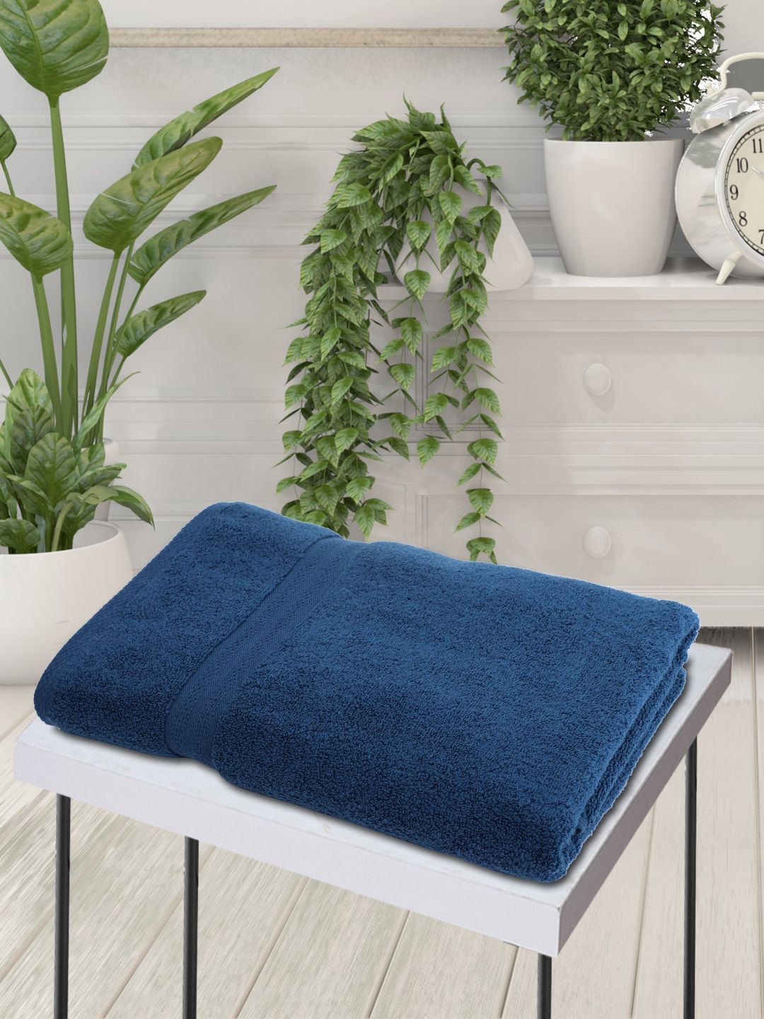 BIANCA Unisex Navy Blue Solid 500 GSM Pure Cotton Zero-Twist Ultra-Fluffy Bath Towel Price in India