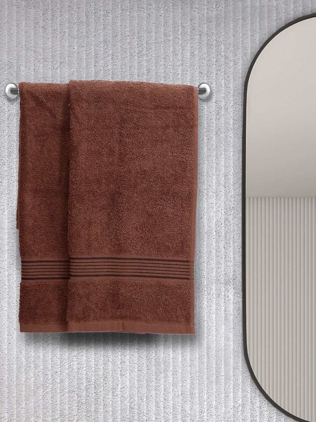 BIANCA Set Of 2 Brown Solid 380 GSM Super-Soft Terry Cotton Hand Towels Price in India