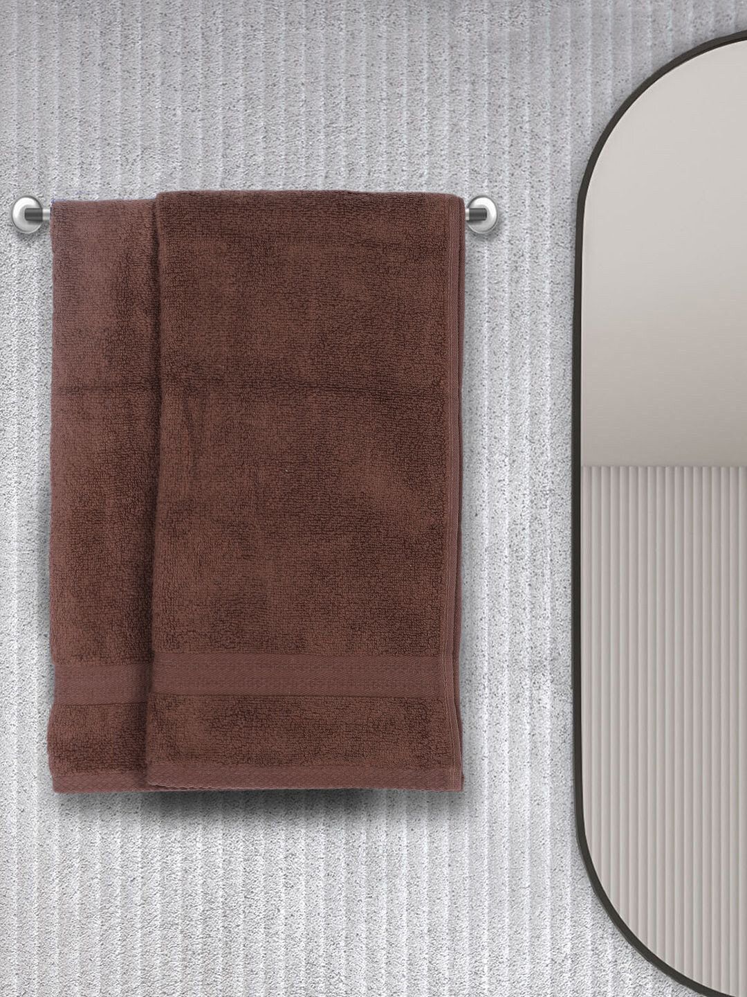 BIANCA Set Of 2 Brown Solid 500 GSM 100% Cotton Hand Towels Price in India