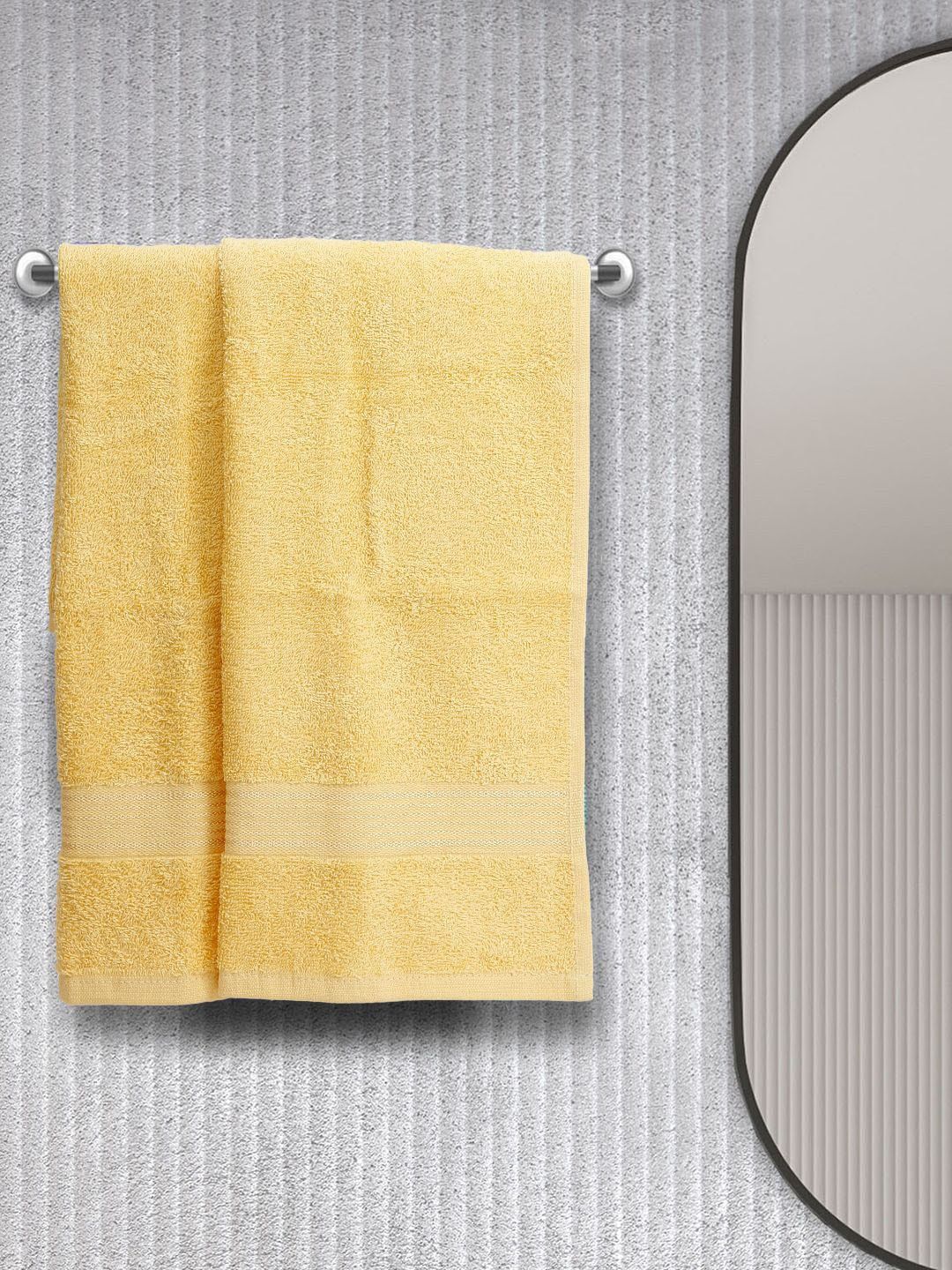 BIANCA Set Of 2 Yellow Solid 380GSM 100% Cotton Hand Towels Price in India