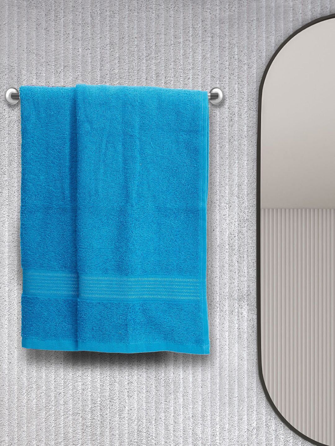 BIANCA Set Of 2 Turquoise Blue Solid 380 GSM 100% Cotton Hand Towels Price in India