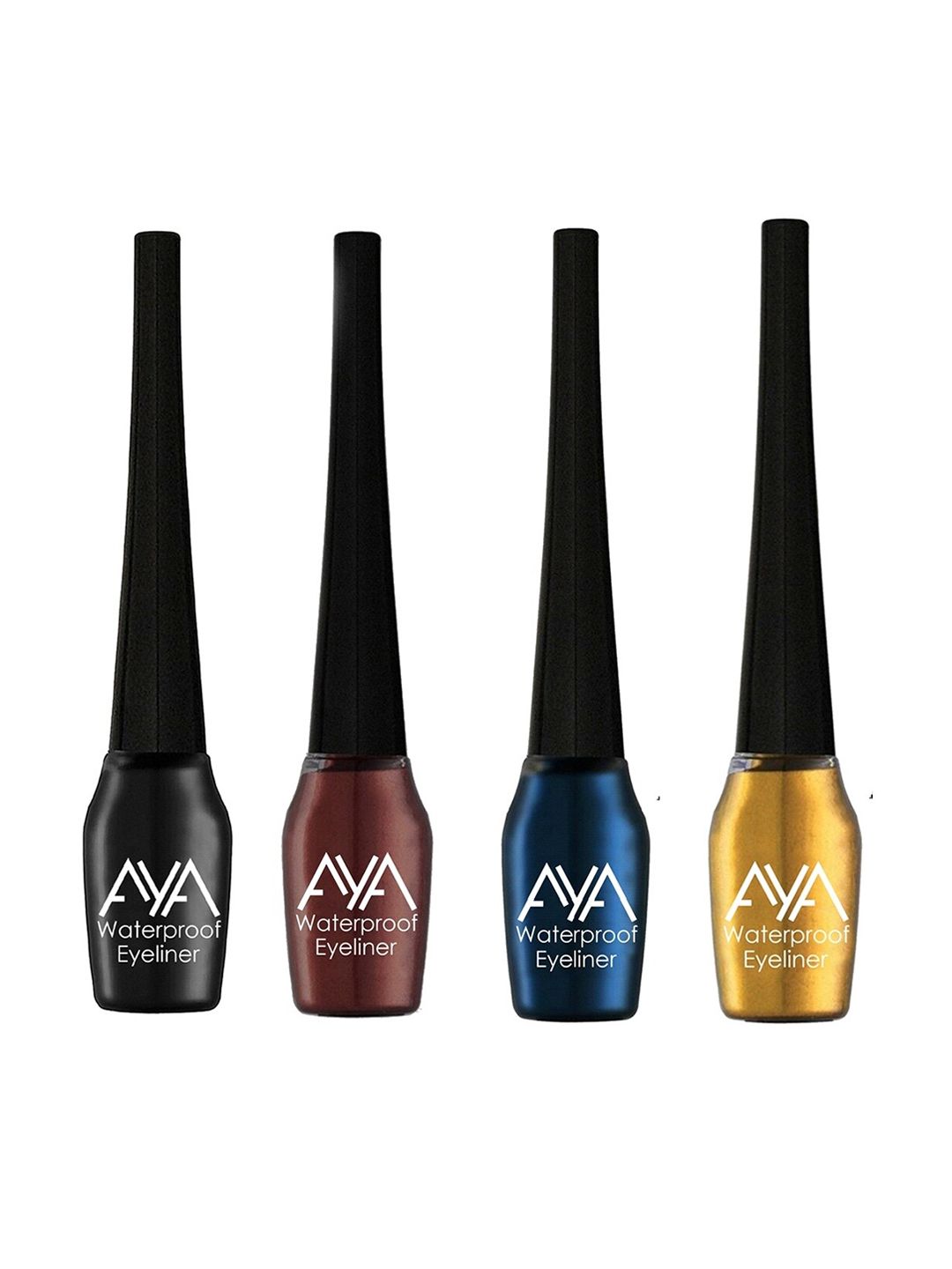 AYA Set of 4 Waterproof Eyeliner - Black, Blue, Brown & Golden - 5 ml each Price in India