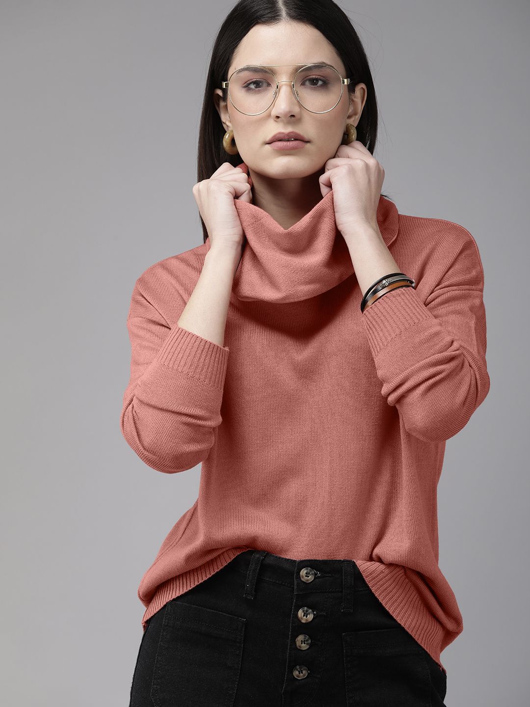Roadster Women Rose Solid Pullover Sweater Price in India