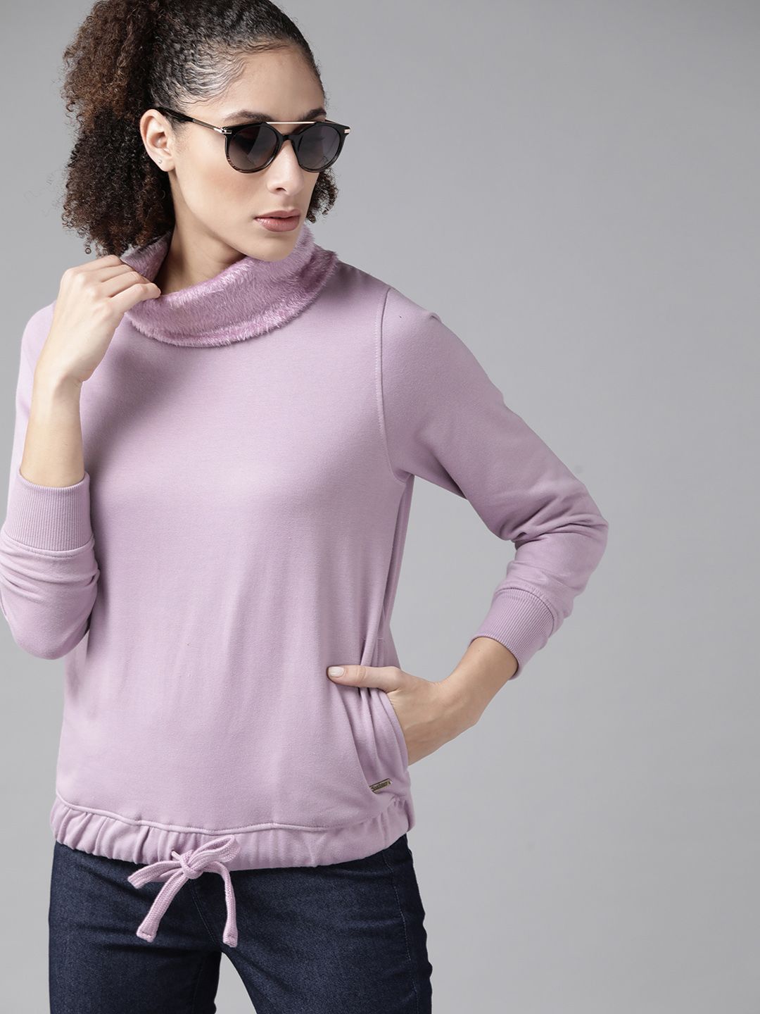 Roadster Women Lavender Sweatshirt Price in India