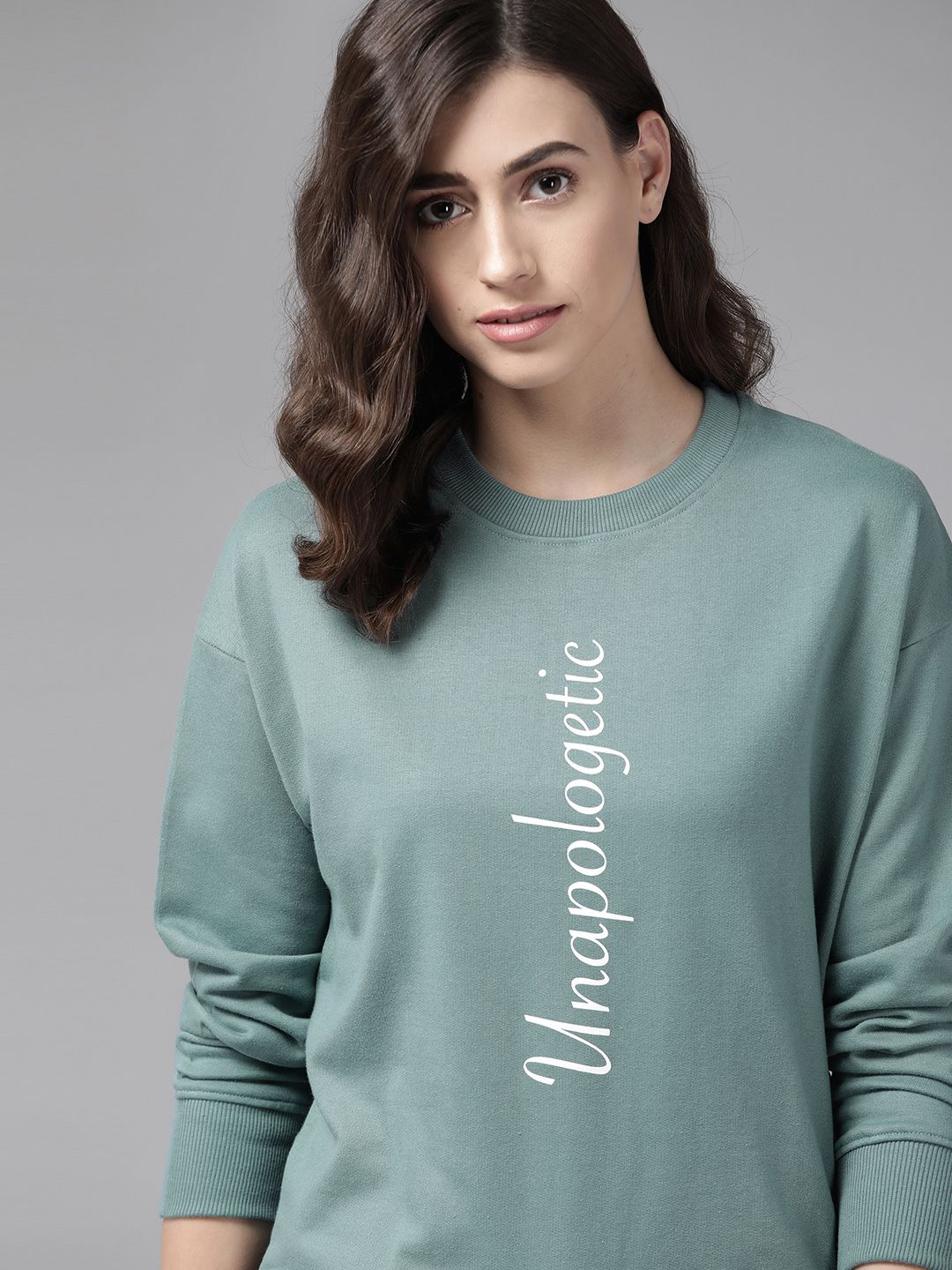 Roadster Women Blue & White Typography Print Sweatshirt Price in India