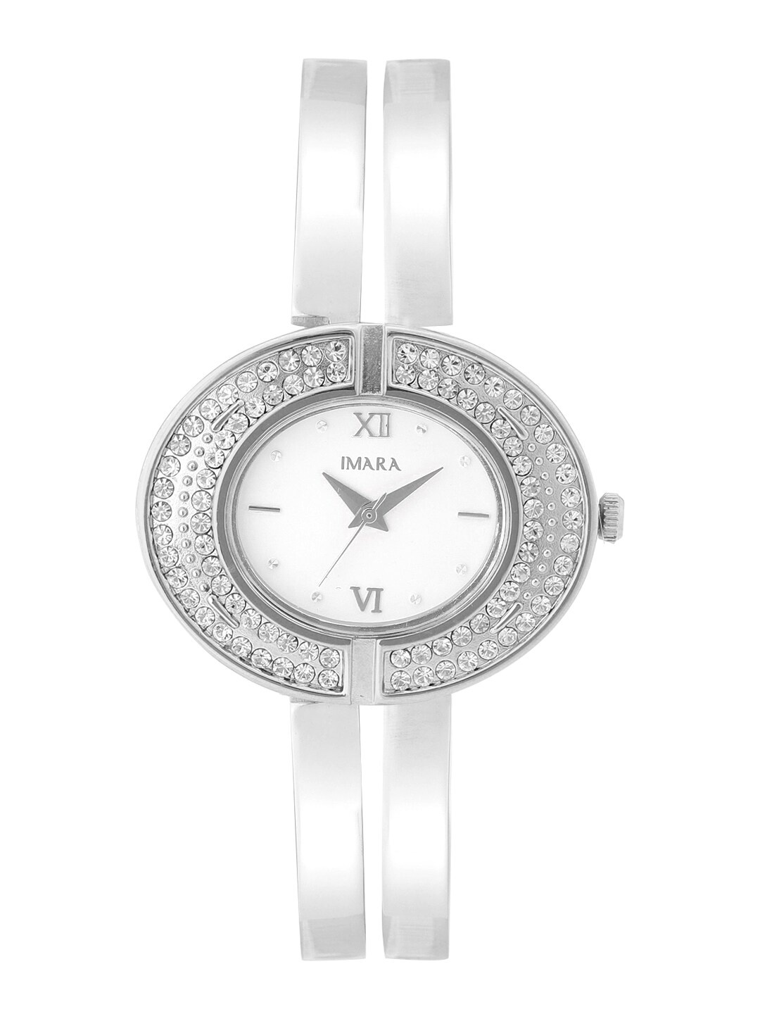 IMARA Women White Dial & Silver Toned Bracelet Style Straps Analogue Watch 013-A Price in India