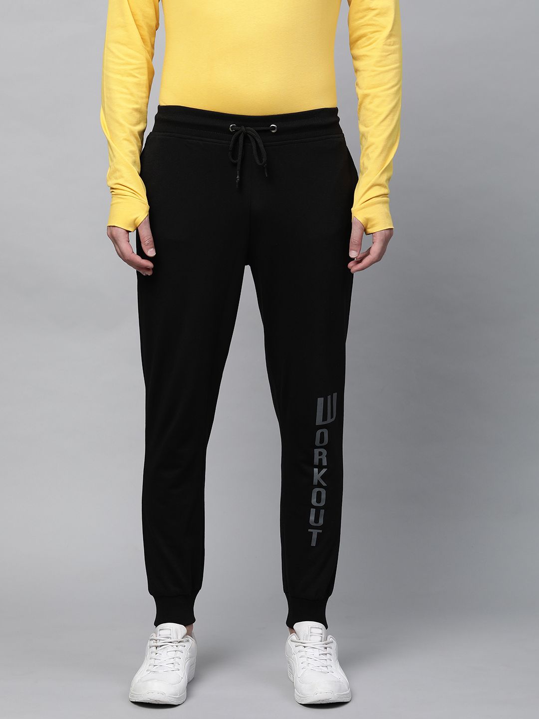 abof Men Black Printed Regular Fit Joggers