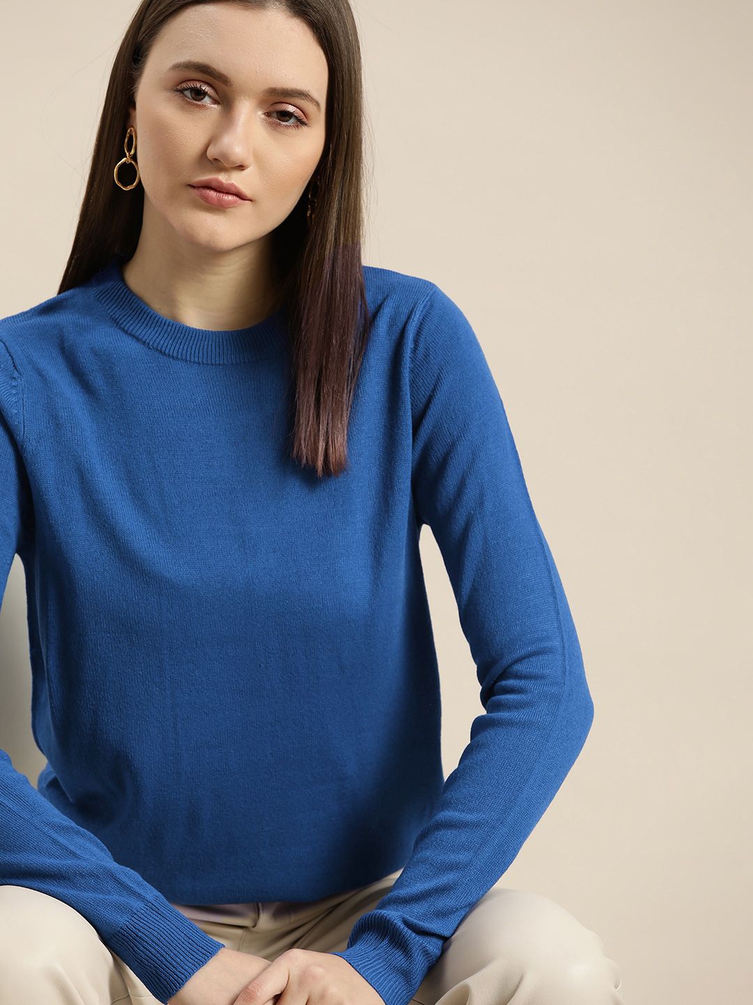 her by invictus Women Blue Solid Pullover Price in India