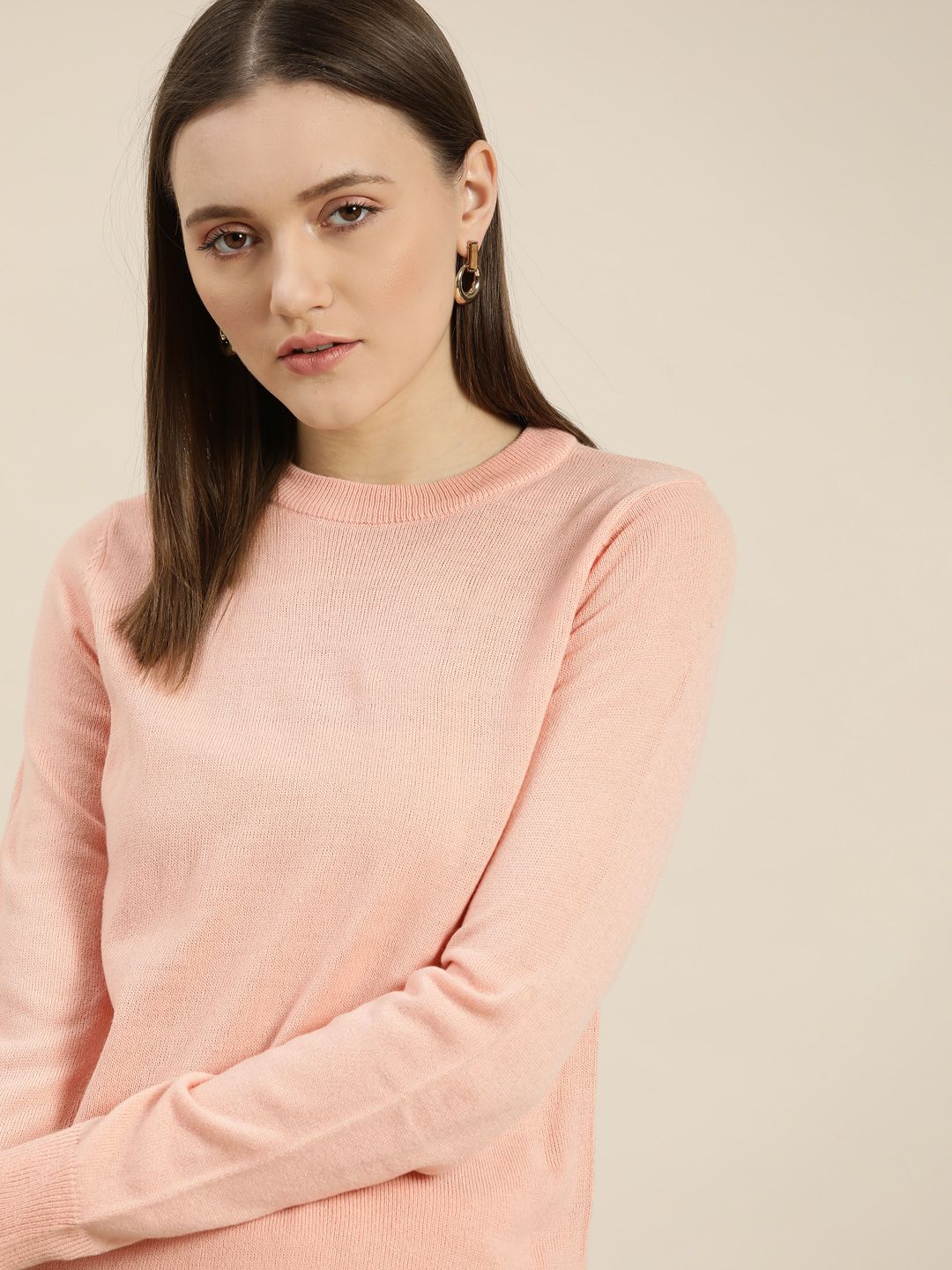 her by invictus Women Pink Solid Pullover Price in India