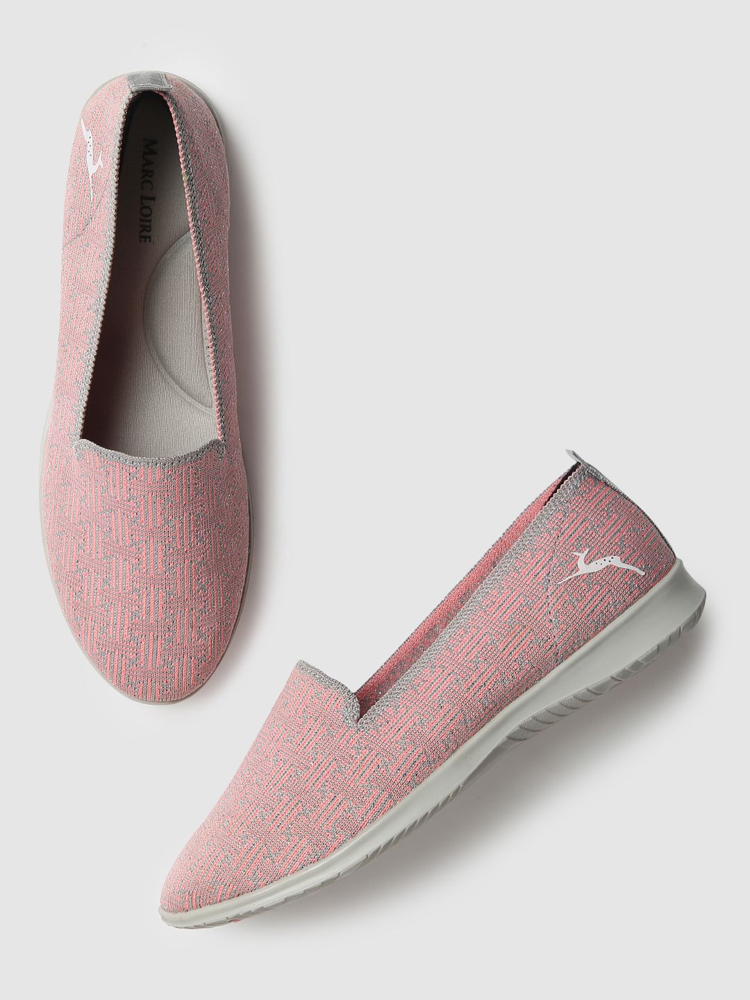 Marc Loire Women Pink & Grey Woven Design Slip-On Sneakers Price in India