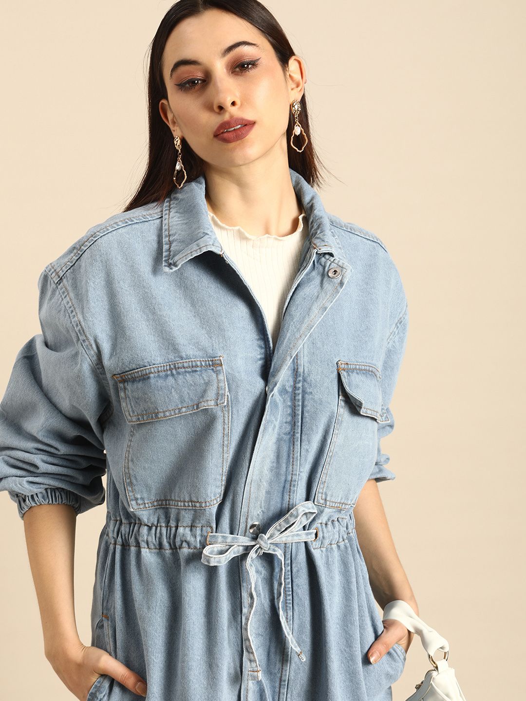all about you Women Blue Washed Denim Jacket Price in India