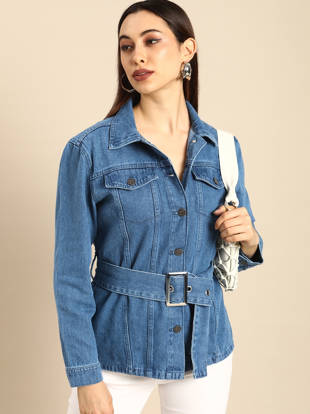 all about you Women Blue Washed Denim Jacket Price in India