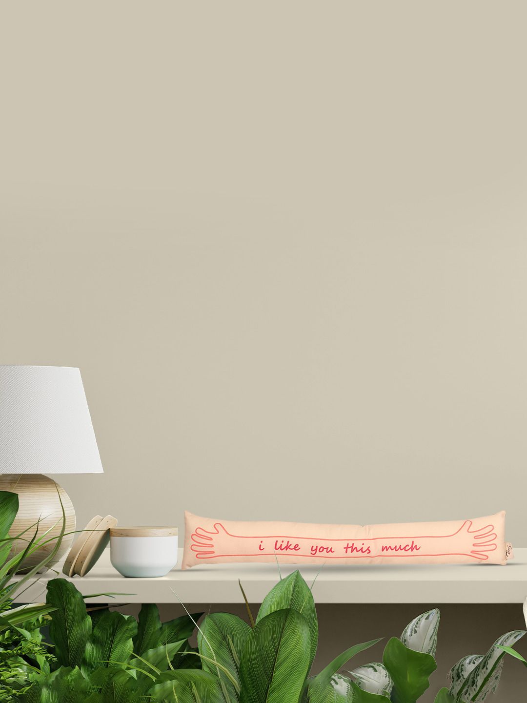 Sivya by Home White & Pink Printed "I Love You" Shape Cushion Price in India