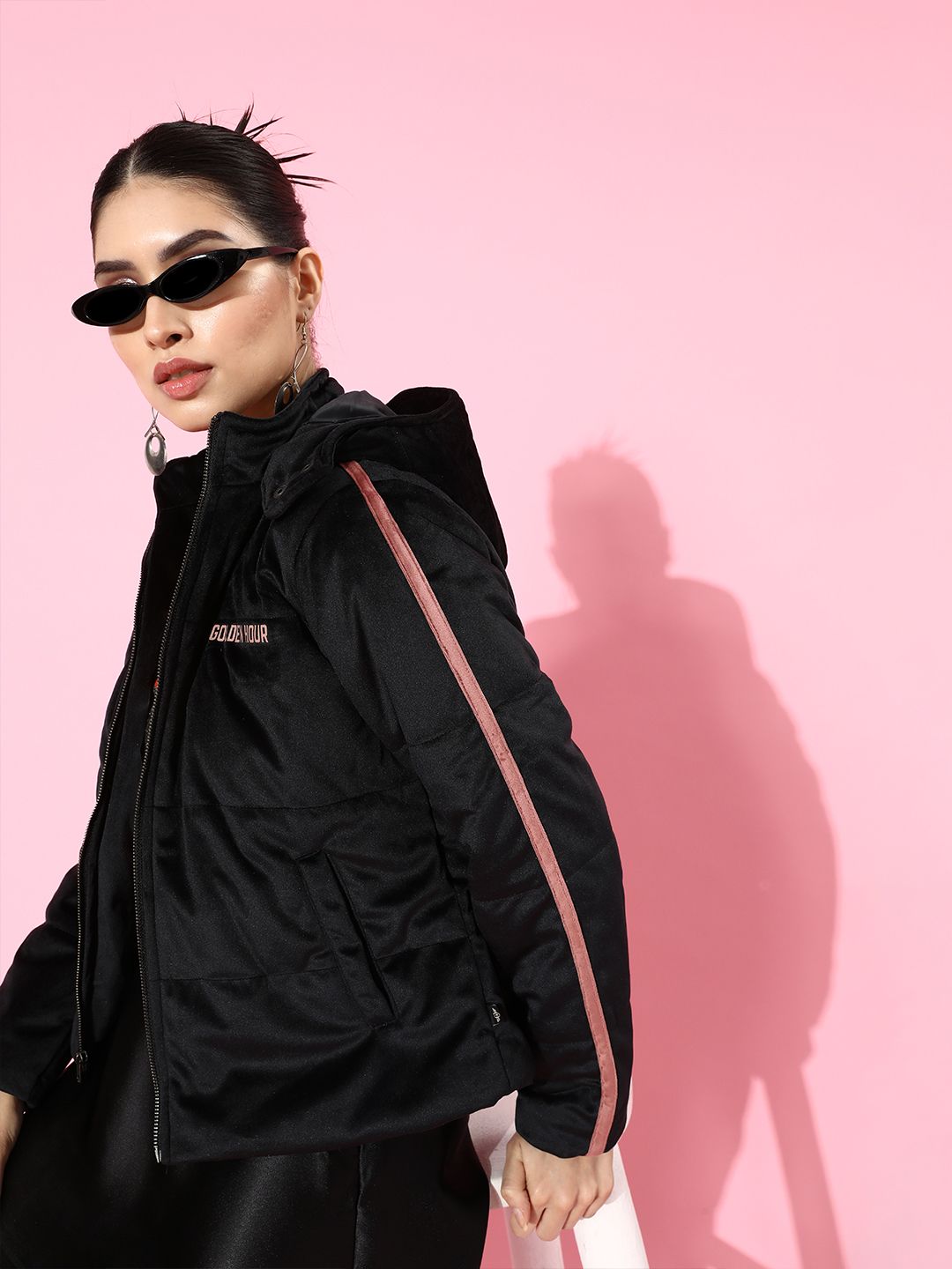Roadster Women Stylish Black Solid Velvet Jacket Price in India
